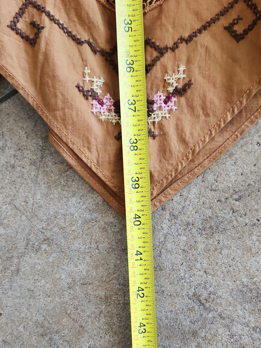 NWT..Free People Brown Asymmetrical Handkerchief Hem Embroidered Skirt - Picture 11 of 15
